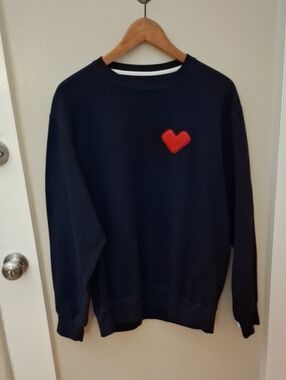 Province Of Canada Navy Crewneck Sweatshirt with Red Heart Accent_1